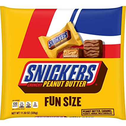 Snickers, Crunchy Peanut Butter Squared Fun Size Chocolate Candy Bars Bag, 11.5 oz