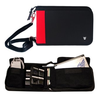 Technoskin - All In One Travel Carrying Case for NEW 3DS or NEW 3DS XL - Black and Red - 12 Game Holders - Charger Pouch - Carrying Strap - Lifetime Guarantee