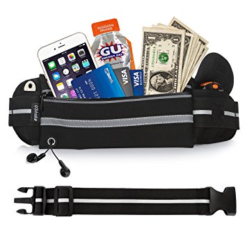 UShake Gear Running Belt, Bounce Free Pouch Bag, Fanny Pack Workout Belt Sports Waist Pack Belt Pouch for Apple iPhone 7 SE 6 6  5C Samsung Note Galaxy in Running Walking Cycling Gym with Extender
