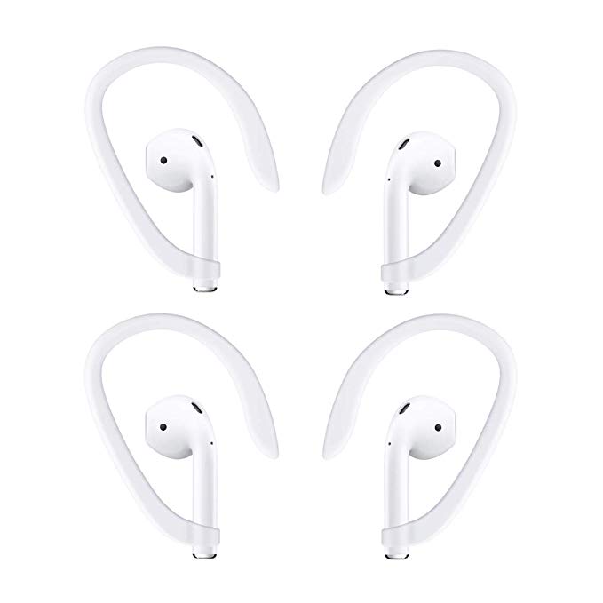 TEEMADE for AirPods EarHook,2 Pairs Earhooks for Apple AirPods Great for Running, Jogging, Cycling, Gym and Other Fitness Activities (White)