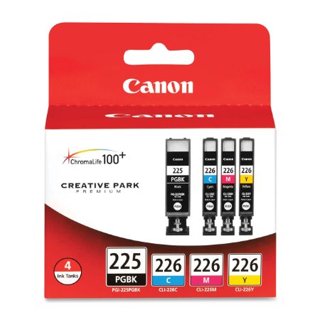 Canon PGI-225BK Black and CLI-226 C/M/Y Color Ink Cartridges (4530B008), Combo 4/Pack