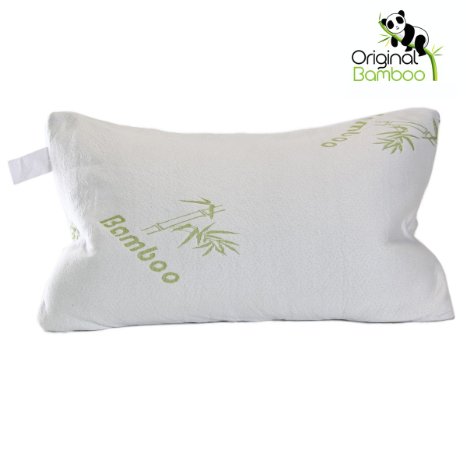 Original Bamboo Shredded Bamboo Memory Foam Pillow with Ever-Cool Adaptive Technology and Deluxe Hypoallergenic Washable Cover Queen