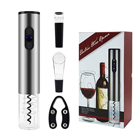 Ansbell Electric Wine Opener Set, Automatic Wine Bottle Opener With Foil Cutter, Wine Aerator Pourer and Vacuum Stopper,Red Wine Opener Kit Gift (M)