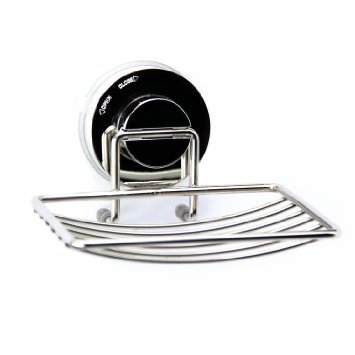 Stainless Steel Soap Dish and Sponge Holder with Locking Suction | Holds 5 Pounds! Shower or Kitchen Accessory