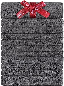 HOMEXCEL Grey Hand Towels for Bathroom 12 Pack, Highly Absorbent Microfiber Hand Towel, Multipurpose Gym Towels Camping Towels Spa Towels Hotel Towels, Soft and Quick Drying Hand Towel 15 x 25 inches