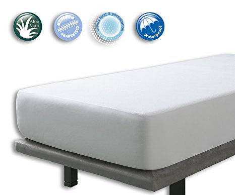 Velfont Terry Towelling Waterproof and Breathable Aloe Vera Mattress Protector - Fitted, Super King Size (180x190/200cm)