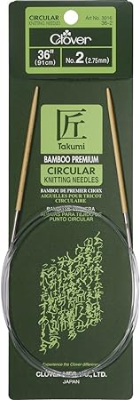 Clover Takumi Bamboo Circular Knitting Needles inch, Size 2/2.75 mm, 36" Height x 2" Width, Transparent