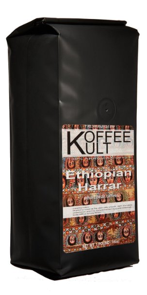 Koffee Kult Ethiopian Harrar Coffee - Whole Bean Coffee- Fresh Gourmet Single Origin - 1 Lb Bag Whole Bean