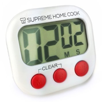 Supreme Home Cook Extra Large Digit Electronic Digital Kitchen Countdown Timer Red Buttons