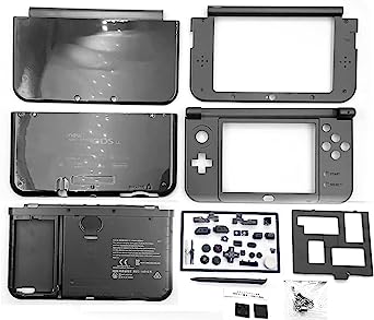 New3DSXL Complete Extra Housing Shells Black Replacement, Compatible with for Nintendo New3DS New 3DS XL/LL, DIY Case Casing Cover Plates/Buttons/Screws/Stylus/JoyStick Cap Full Set