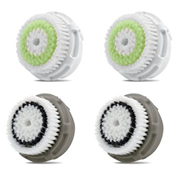 Facial Brush Heads, Greeninsync(TM) Compatible Replacement Facial Cleaning Brush Heads 4Pack 2Normal 2Acne for Clarisonic Mia, Alpha Fit, Mia Fit, Mia 2, Mia3, Aria, Smart Profile, Plus and Radiance