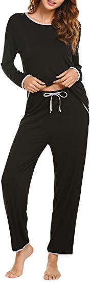Ekouaer Sleepwear Pajamas Long Sleeve Pajama Sets Soft Pj Set Winter Loungewear for Women S-XXL