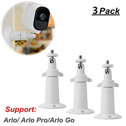 ZoneFly Security Camera wall Mount Adjustable Indoor/Outdoor Mount for Arlo, Arlo Pro and Other Compatible Models Made of Aluminum [3 Pack - White]