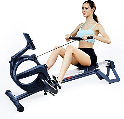 YOLEO Rameer, Rowing Machine, Magnetic Braking System, 15 Resistance Levels, Silent, Double Aluminium Runners, LCD Screen Suitable for Home Fitness