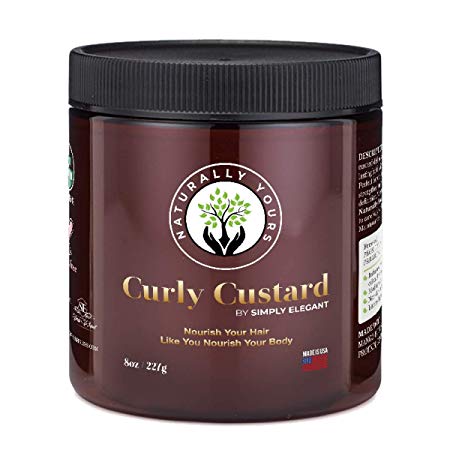 Naturally Yours Curly Custard By Simply Elegant, Made in the USA, Vegan Friendly 100% USDA Certified Organic, Moisturizing Hair Cream for 2 Strand Twists, Loc Maintenance & Transitioning from Relaxers