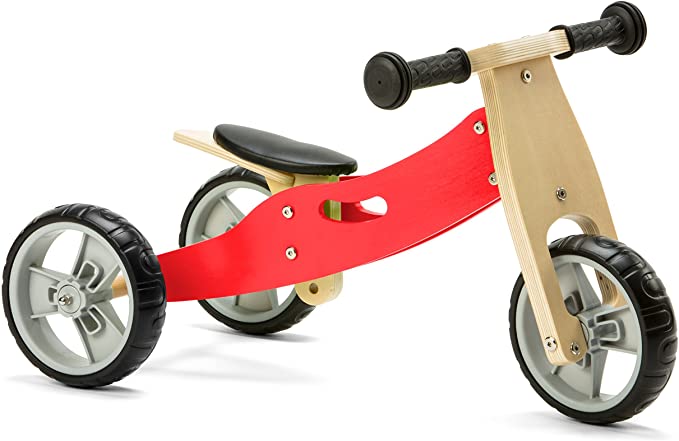 Nicko Mini 2 in 1 Wooden Balance Bike Toddler Trike Red 18 months