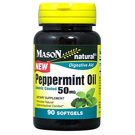 Mason Natural Peppermint Oil Enteric Coated Soft Gels, 50 mg, 90 Count