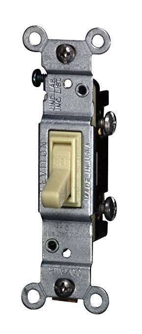 Leviton 2651-2I 15 Amp, 120 Volt, Toggle Co/Alr Single-Pole AC Quiet Switch, Residential Grade, Grounding, Ivory