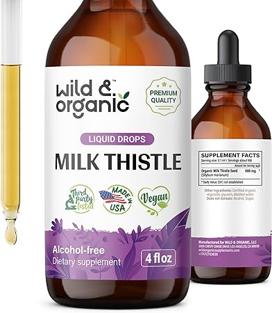 Milk Thistle Seed Liquid Extract - Organic Milk Thistle Drops Supplement for Liver Cleanse and Detox - Silybum Marianum Tincture - Vegan, Alcohol Free - 4 fl oz