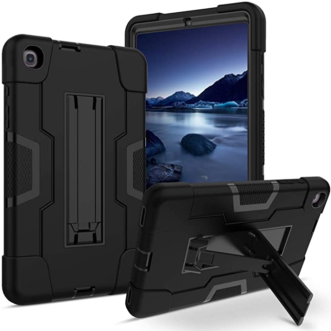 Galaxy Tab A 8.4 Case 2020, DUEDUE Kickstand Shockproof 3 in 1 Heavy Duty Rugged Hybrid High Impact Drop Protection Cover Anti-Scratch Full Body Protective Case for Samsung Galaxy Tab A 8.4 2020 SM-T307, Black