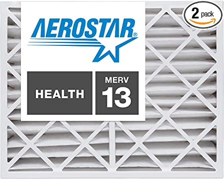 Aerostar 16x25x4 (Two Pack) MERV 13, Pleated Air Filter, 16 x 25 x 4, Box of 2, Made in The USA