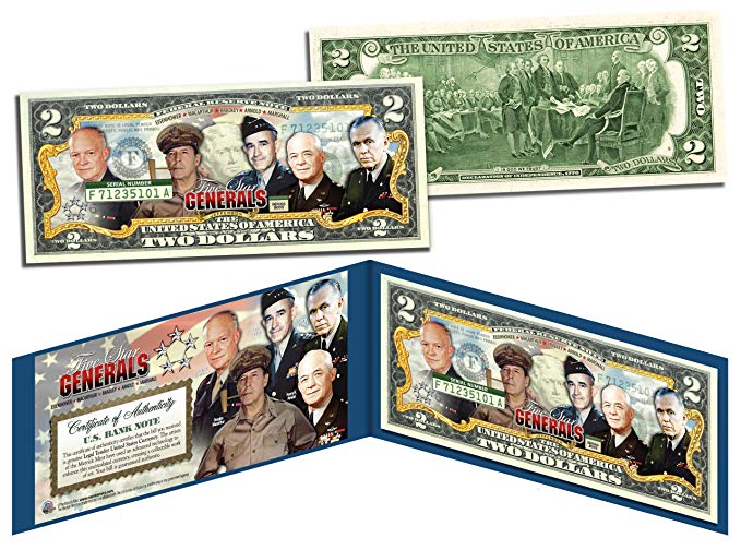 5-STAR GENERALS *WWII Legendary Rank Acheived By Only 5* Legal Tender US $2 Bill