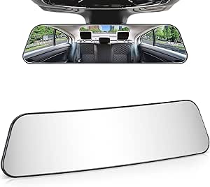 JoyTutus Rear View Mirror, Universal 12 Inch Panoramic Convex Rearview Mirror, Interior Clip-on Wide Angle Rear View Mirror to Reduce Blind Spot Effectively for Car SUV Trucks -Clear