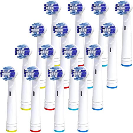 Replacement Brush Heads Compatible with OralB Braun- Professional Electric Toothbrush Heads- Precision Refills for Oral-b 7000, Clean, Oral B Pro 1000, 9600, 500, 3000, 8000, Vitality Plus (16 Count)