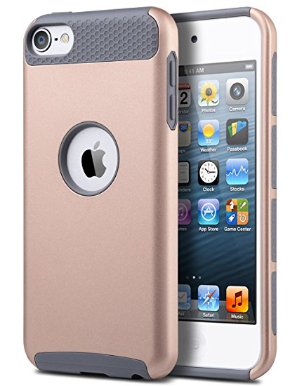 iPod Touch 6 Case,iPod 6 Case,iPod 5 Case,ULAK [Colorful Series] Slim Fit Protective iPod Touch Case 2-Piece Style Hybrid Hard Case Cover for Apple iPod touch 5 6th Generation(Rose Gold   Grey)