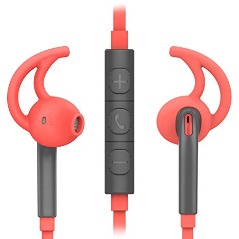 ROCK® [Mucu] In-Ear Earbuds Headphones Sports Earphones with Mic Microphone and Volume Control, Compatible for all 3.5 mm Audio Jack Android Smartphones, iPhone, MP3 Players and More (Red)