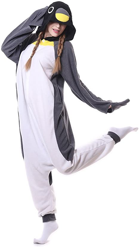 Adult Penguin Pajamas One Piece Halloween Christmas Cosplay Penguin Costume Animal Homewear Sleepwear for Women Men