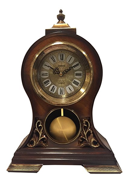 Elegant, Decorative,grandfather Clock Hand Painted Wood Modern Mantel with Swinging Pendulum Shelf,tabletop,desk,buffet, Color Mahogany Brown.