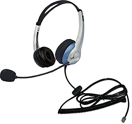Voistek Corded Binaural Call Center Telephone Headset RJ9 Headphone with Mic Noise Cancelling for Aastra Polycom Mitel Office Landline Phones and Call Center (K20)