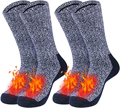 2 Pairs Men's Wool Socks, 80% Merino, Hiking Walking Thermal Athletic Socks for Winter Outdoor Recreation Trekking Climbing