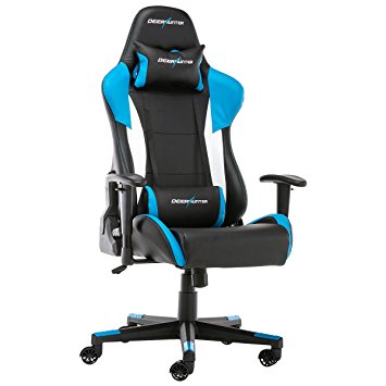 Deerhunter Gaming Chair, Leather Office Chair, High Back Ergonomic Racing Chair, Adjustable Computer Desk Swivel Chair with Headrest and Lumbar Support - Blue