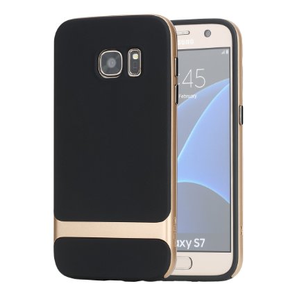 S7 Case, Galaxy S7 Case, ROCK® MOOST [Royce Series] Dual Layer Thin & Slim Shockproof Case for Samsung Galaxy S7 [Black / Champagne Gold]