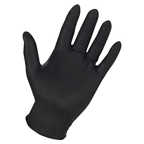 Genuine Joe GJO15373 Titan Nitrile Powder Free Industrial Gloves, Small, Black (Pack of 100)