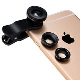 Breett Camera Lens Kit with 180deg Fish-Eye Lens Wide Angle Lens Micro Lens for Smartphones and Tablets With Flat Camera