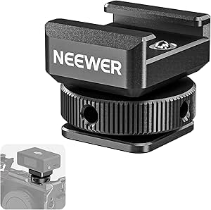 NEEWER 2PCS Cold Shoe Mount Adapter Compatible with DJI Hollyland Rode Wireless Lavalier Microphone Receiver, Anti Drop Mic Accessories with Retractable Pins, Metal Camera Cage Mount Adapter, UA030