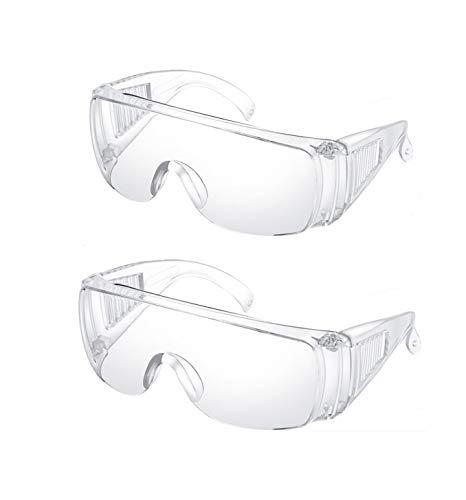 2 Pack Safety Glasses Protective Eyewear with Clear Wrap-Around Lenses Eye Goggles Dustproof Glasses UV Protection For Construction, Laboratory, Chemistry Class