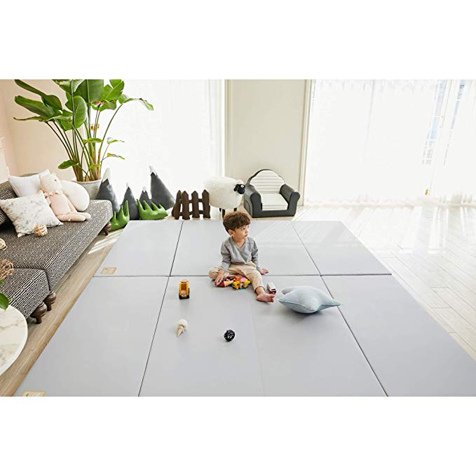 ALZIP MAT Eco Silion Urban, Folding Baby Play Mat Eco-Friendly Non-Toxic Non-Slip Reversible Waterproof (SG (95x55 inch), Grey)