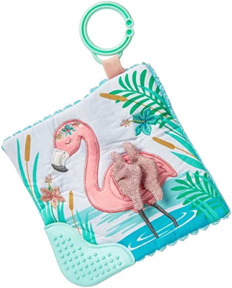 Mary Meyer Crinkle Teether Toy with Baby Paper and Squeaker, 6 x 6-Inches, Tingo Flamingo