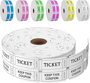 Fluorescence Raffle Tickets Double Roll 2000 Tickets White 50/50 Tickets for Events, Entry, Class Reward, Fundraiser & Prizes