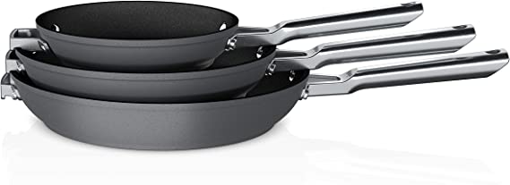 Ninja C53000 Foodi Neverstick 3-Piece Fry Pan Set, Premium Anti-Scratch Nesting Cookware, Grey