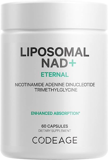 Codeage Liposomal NAD  Supplement - Betaine Anhydrous - Liposomal for Bioavailability - Energy, Metabolism, and Healthy Aging Support - NAD Nicotinamide Adenine Dinucleotide Formula - 60 Capsules