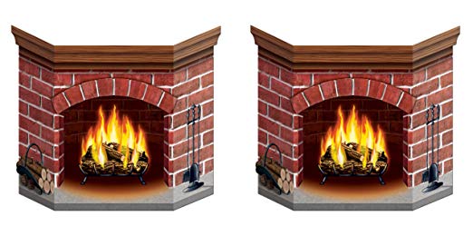 Beistle S22030AZ2 Brick Fireplace Stand-Up, Multicolored