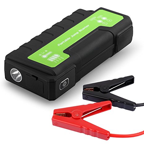 Maxesla Jump Starter Battery 18000mAh Rechargeable Power Bank with LED Torch, Peak 850A Car 12V 6.0L Gas or Diesel Engine Heavy Duty with Jumper Cable Alligator Clamps, IP65 Waterproof Booster Emergency Portable Charger for Automotive, Motorcycle, Tractor, Boat, Phone, Tablet