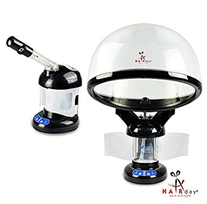 Hair and Facial Steamer – 3 in 1 Moisturizing Nano Ionic Steamer for Face and Hair With Rod Attachment and Hair Cap – Great for Spas, Salon and Hair Stylists – by HairDay Care