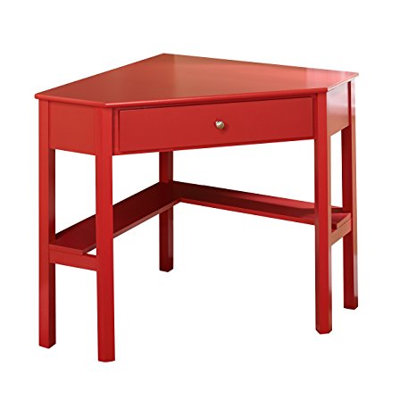 Target Marketing Systems Ellen Corner Desk with One Drawer and One Storage Shelf, Red