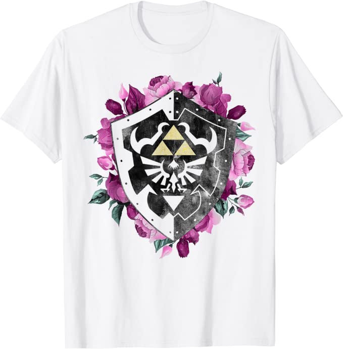 Nintendo Legend Of Zelda Tri Force Floral Shield T-Shirt